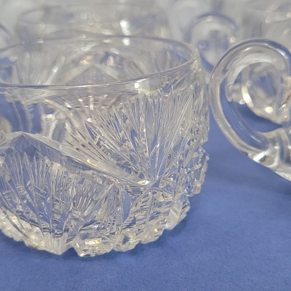 ❤VINTAGE AMERICAN BRILLIANT CUT CRYSTAL CUP SET 12 PIECES - Picture 5 of 7